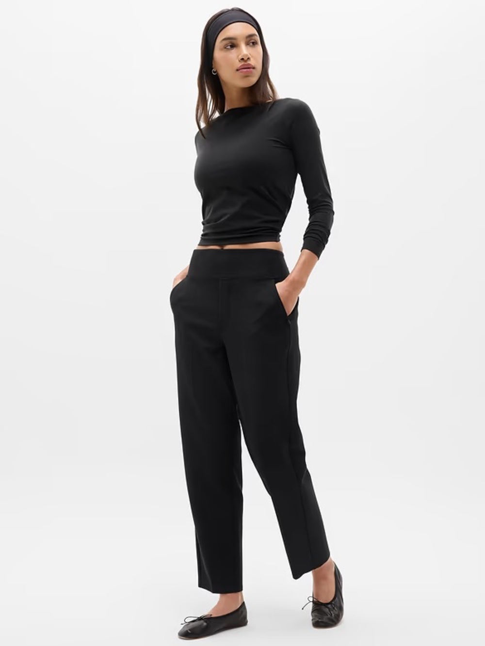 Athleta "Brooklyn" Black Tapered Mid Rise Pants US 10  Z-4 Modern Chic